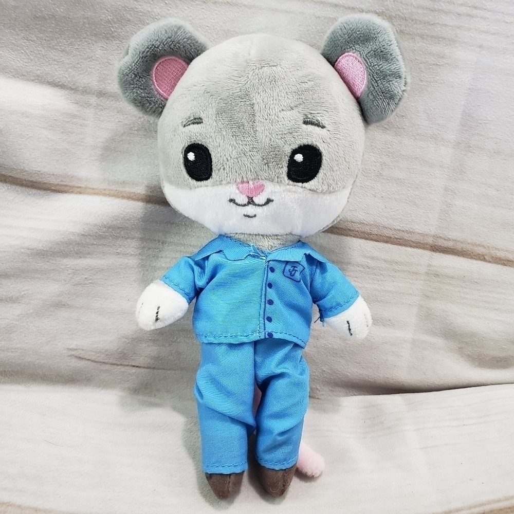 Tiny Tukkins Boy Mouse 7.5 Inch Plush Stuffed Animal Blue Pajamas Embroidered